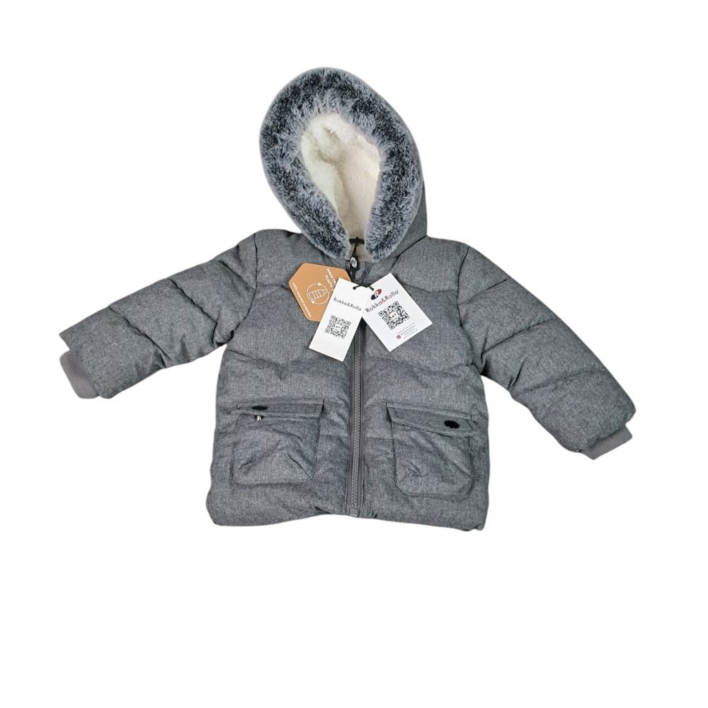 Rokka‎ & Rolla Sherpa Lined Gray Hooded Childrens Jacket 6-9 Months NWT